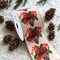 Designer's Shop WR 63-5101 Holiday Holly Berries Red Bow and Pinecone wired edge Ribbon, 2.5" x 10 yards